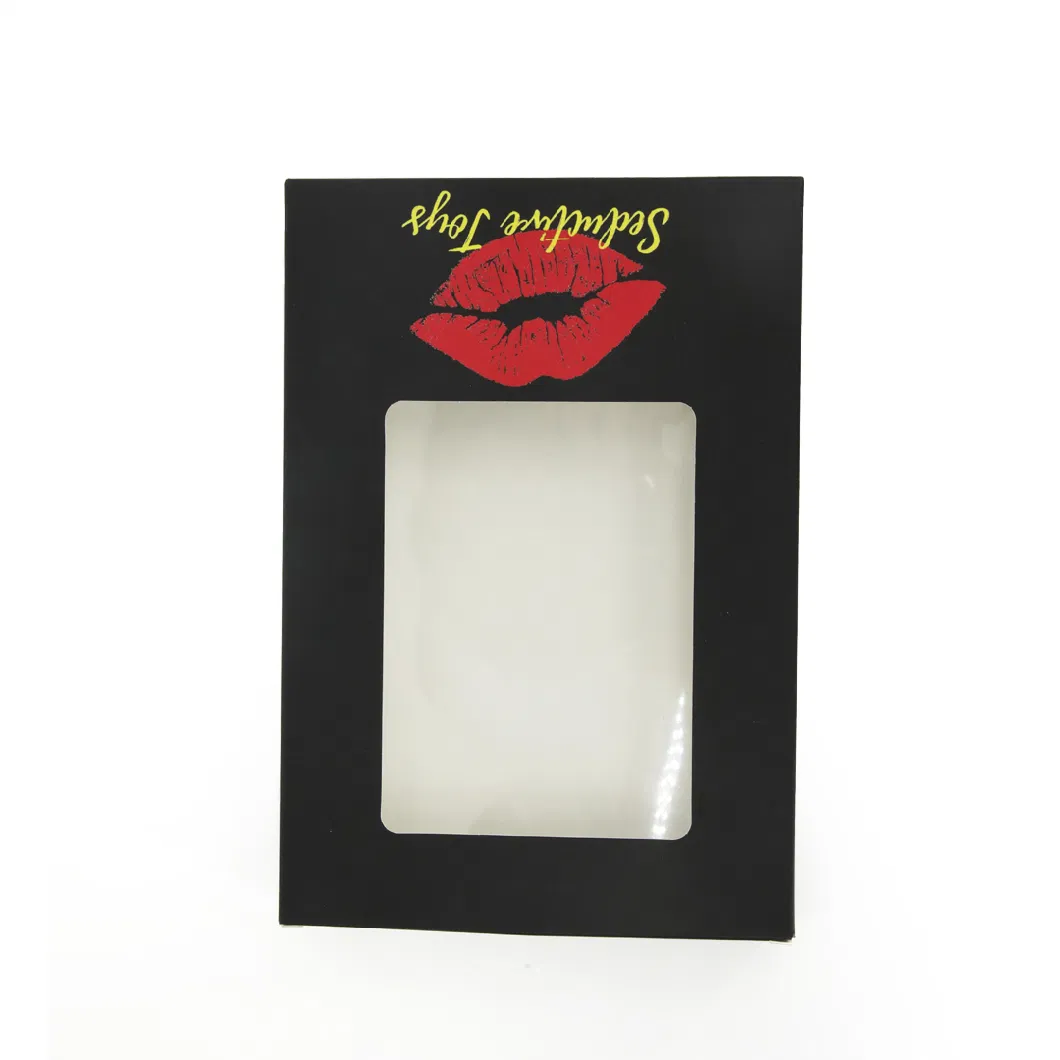 Custom Printed Black Red Lip Cosmetic Eyelashes Cardboard Paper Packaging Box with PVC Window